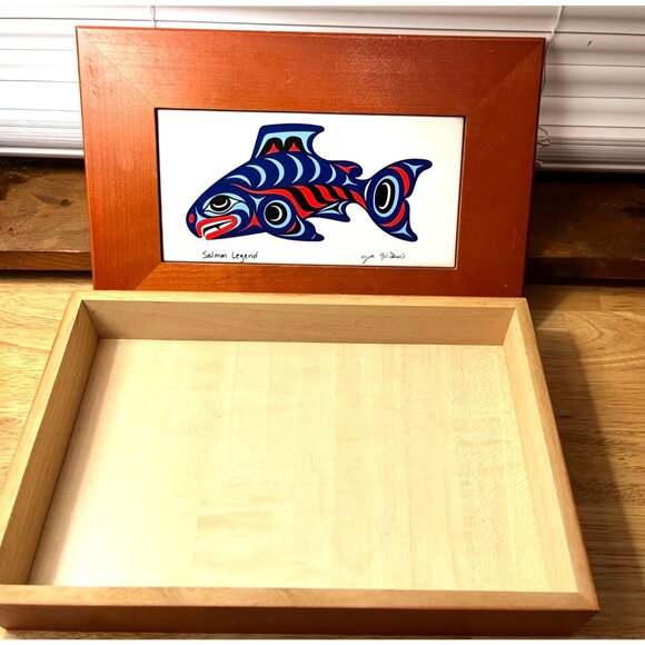 Salmon Legend Framed Art Keepsake Box By Joe Wilson - Picture 4 of 10